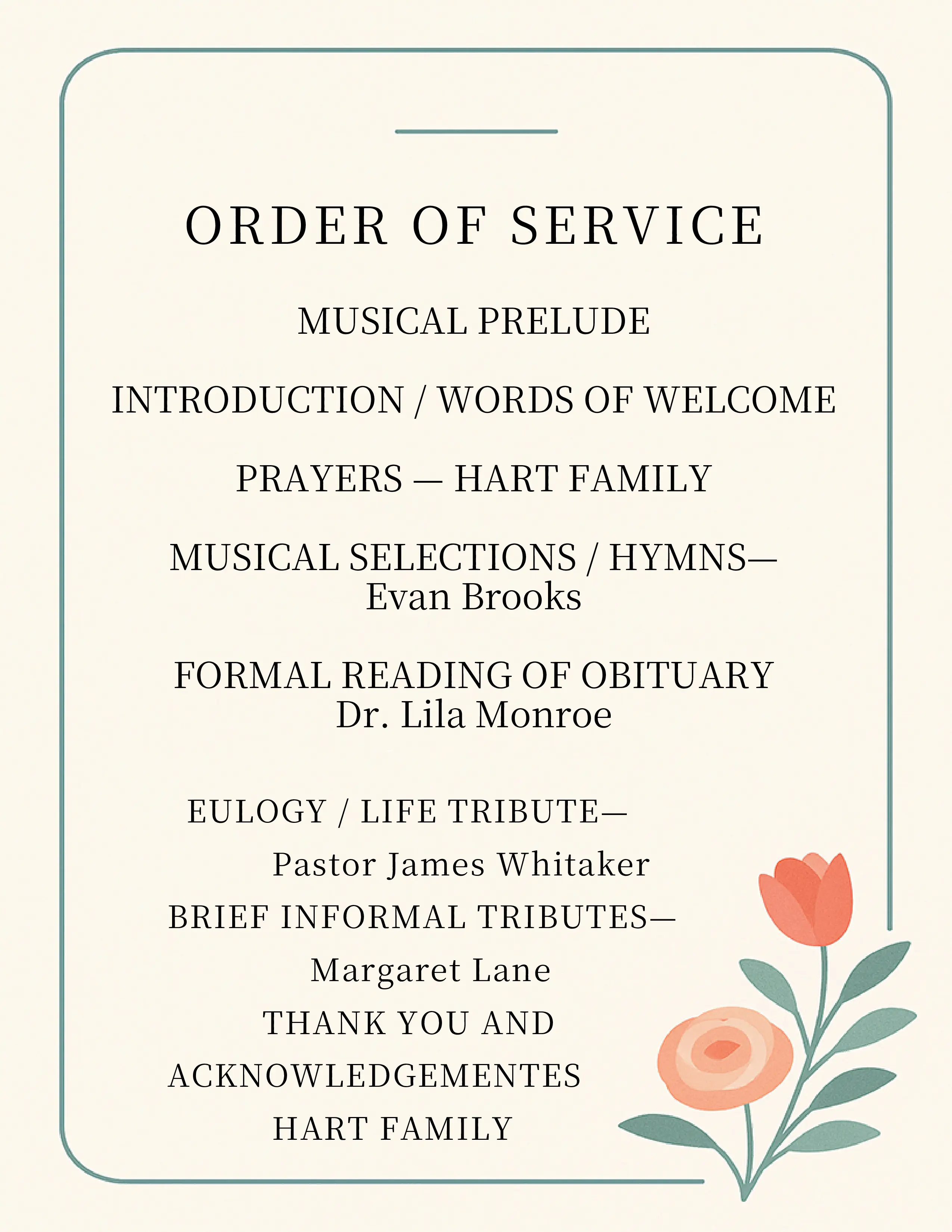 Modern Funeral Program Cover 