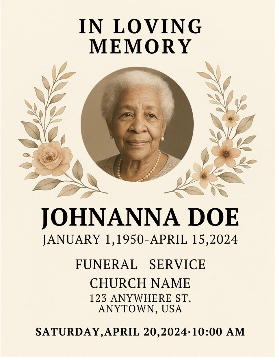 Warm Floral Memorial Template