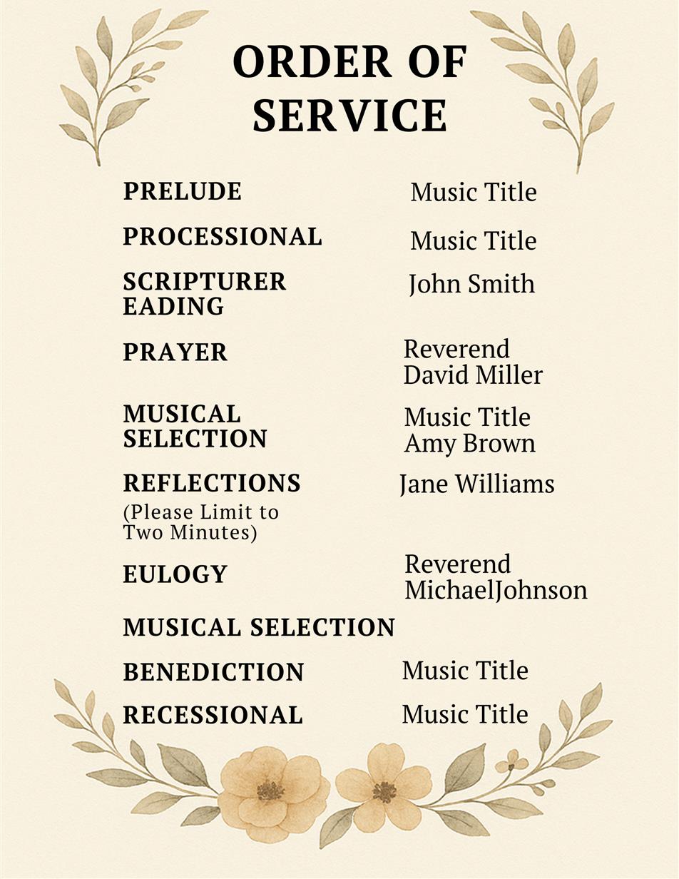 Warm Floral Memorial Template