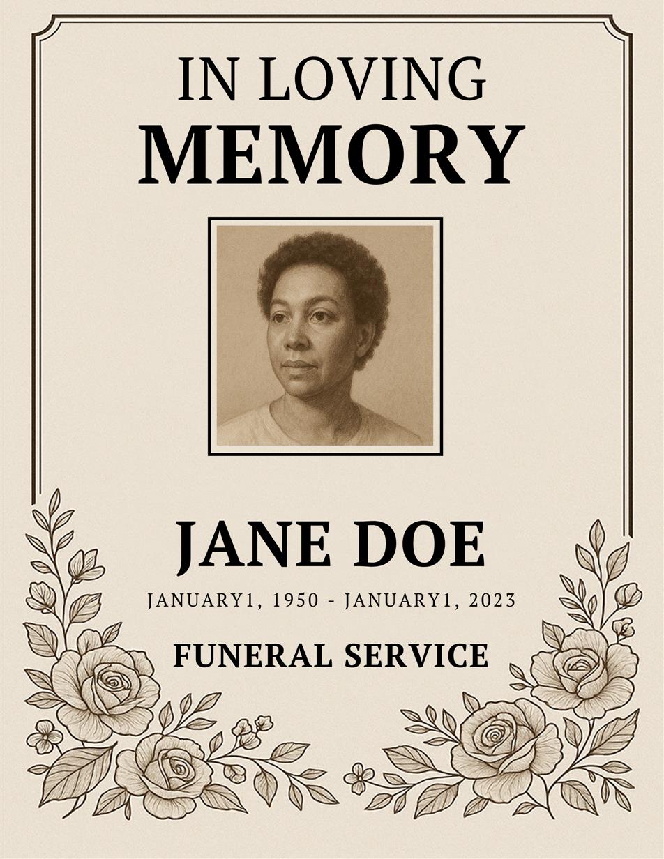 Loving Memory Elegant Floral Template