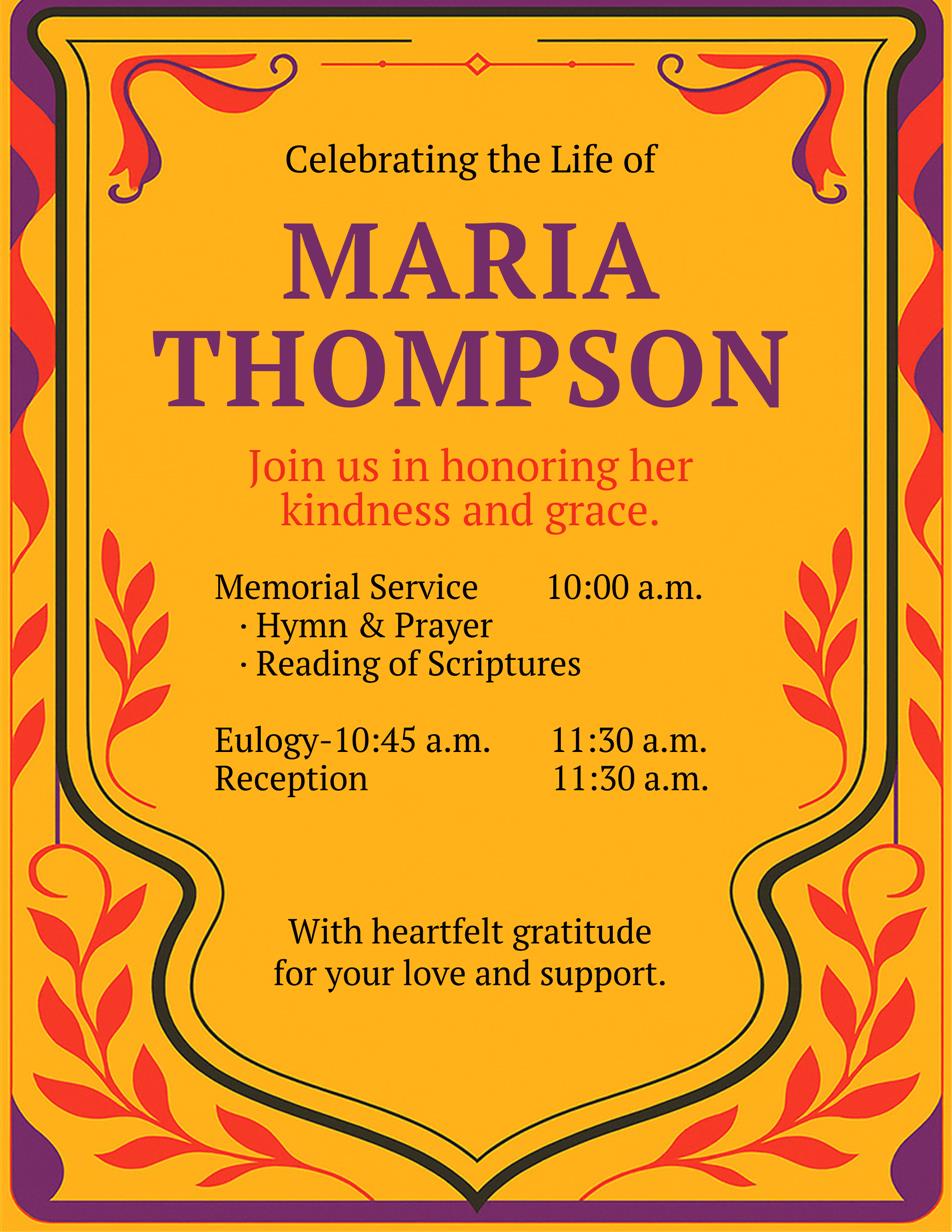 Warm Orange Elegant Memorial Template