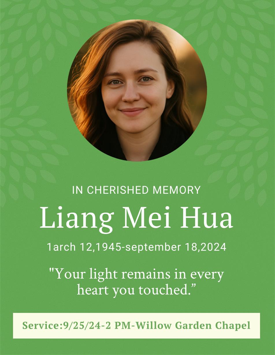 Elegant Green Memorial Service Program