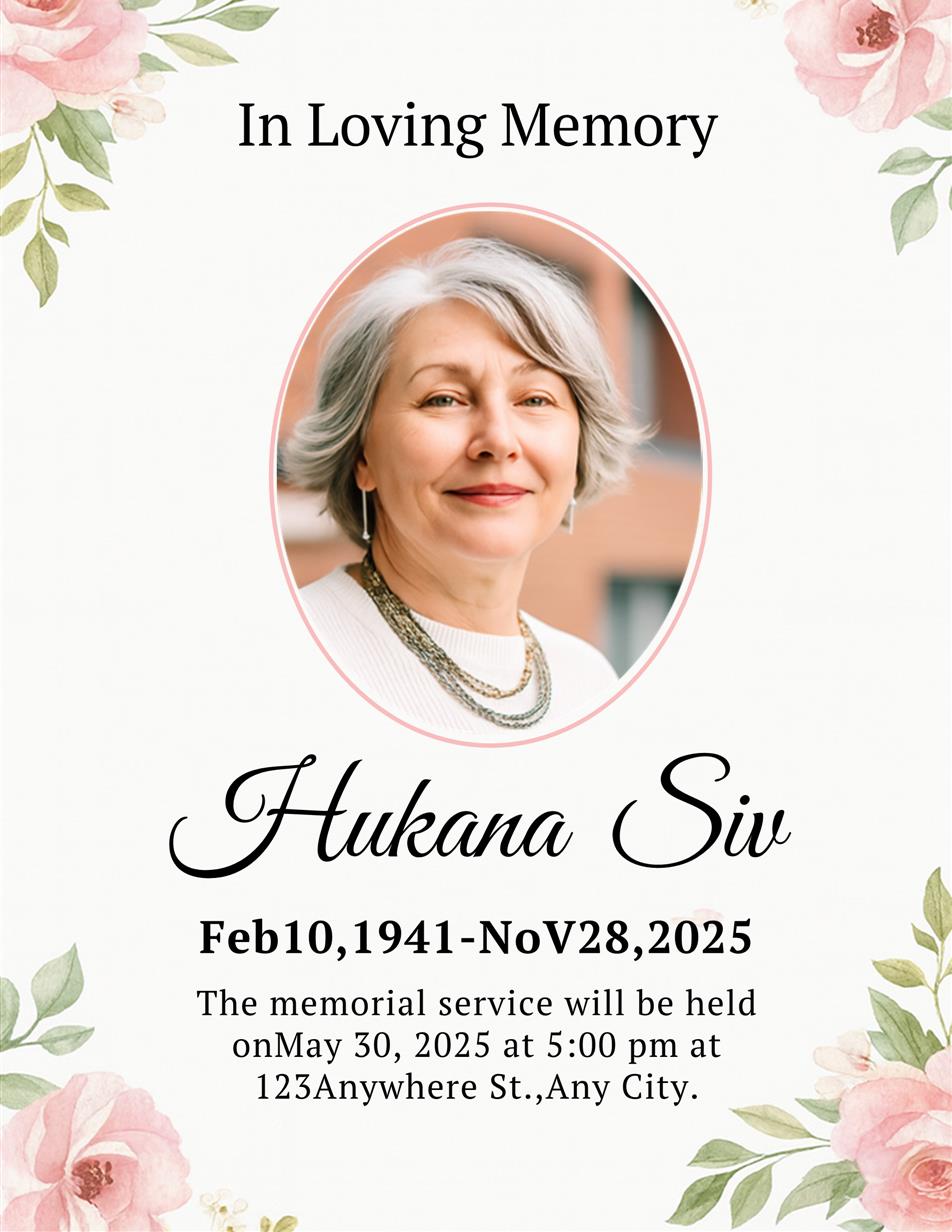 Elegant Floral Memorial Template
