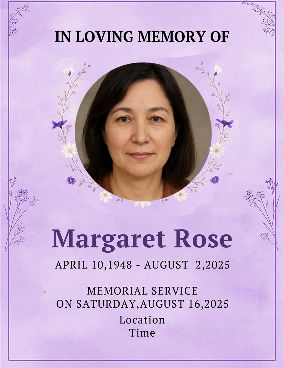 Elegant Purple Floral Memorial Template