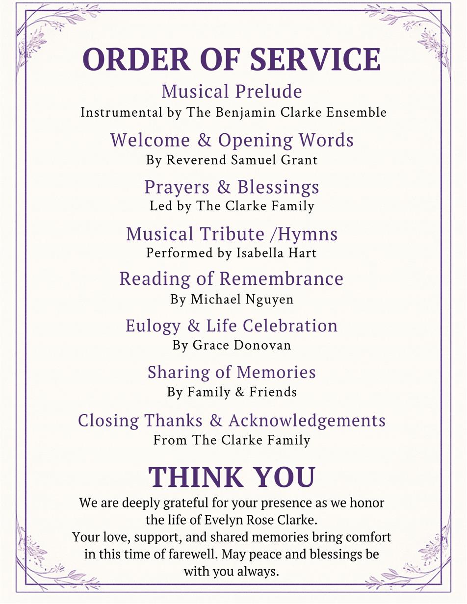 Elegant Purple Floral Memorial Template