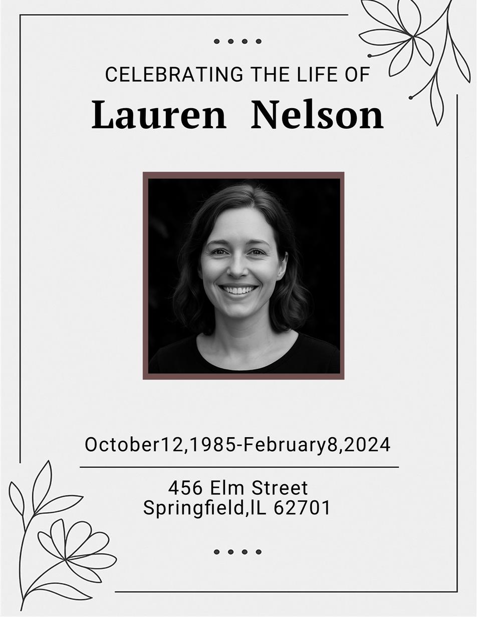 Elegant Floral Life Celebration Template