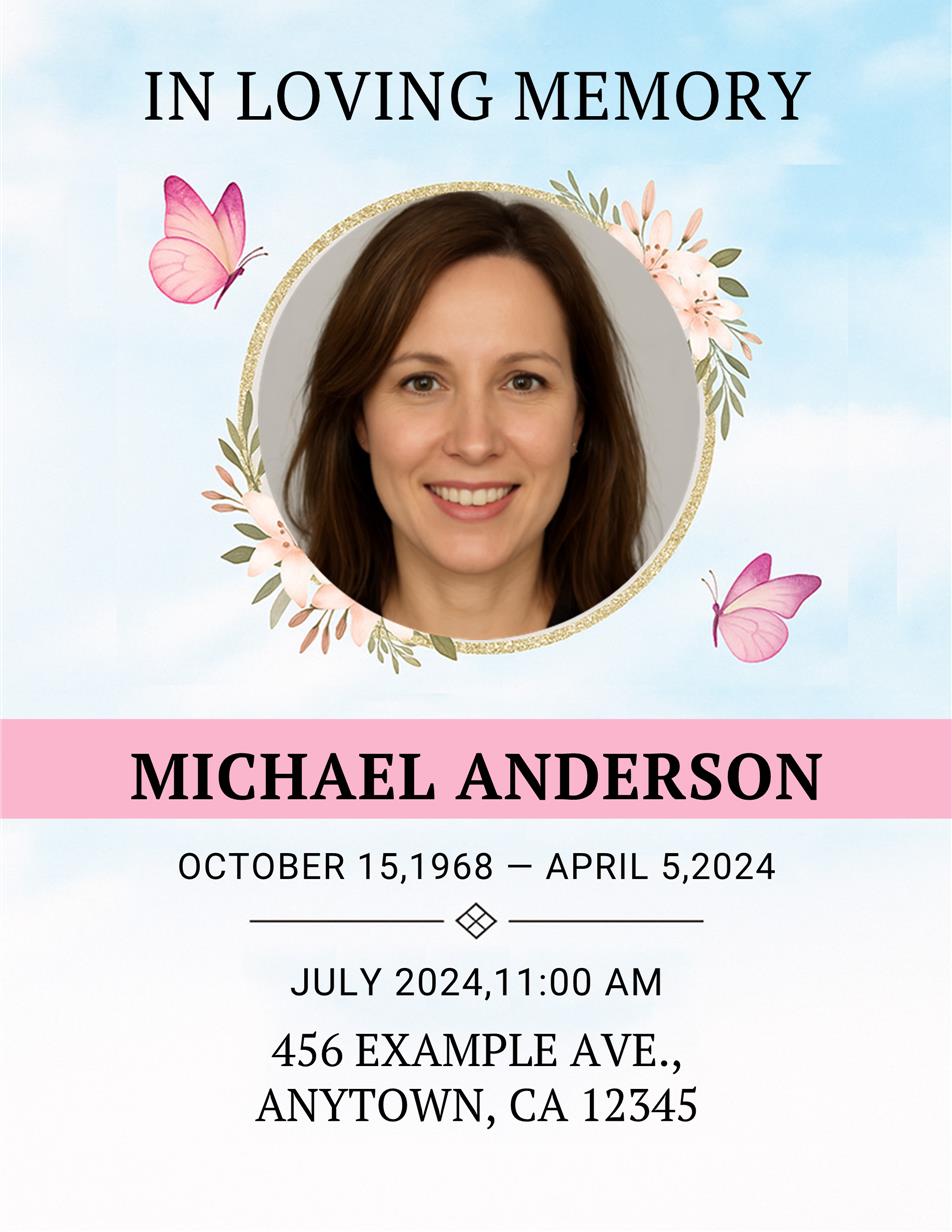 Butterfly Wreath Memorial Template