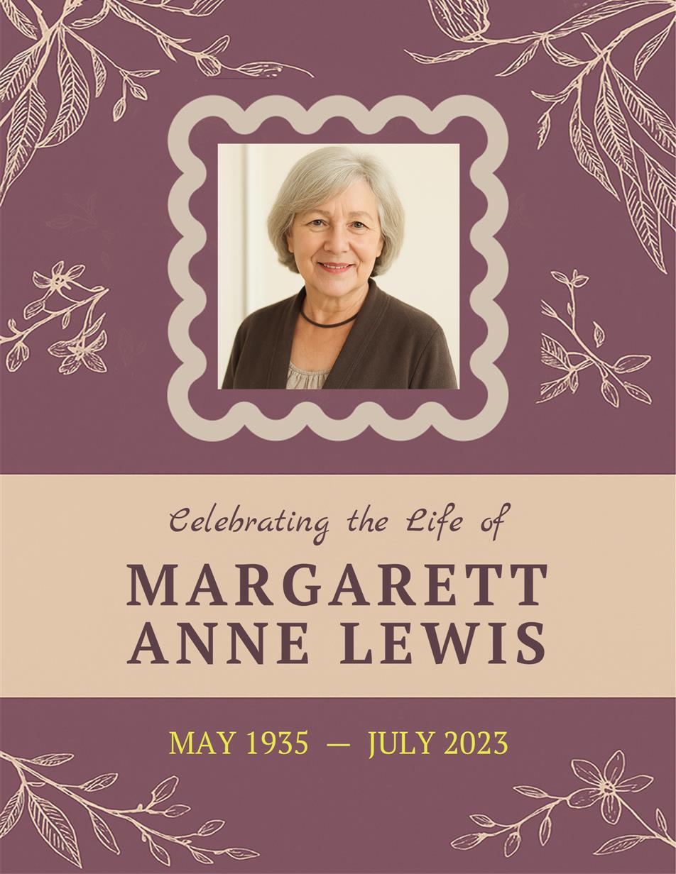 Purple Floral Memorial Service Template