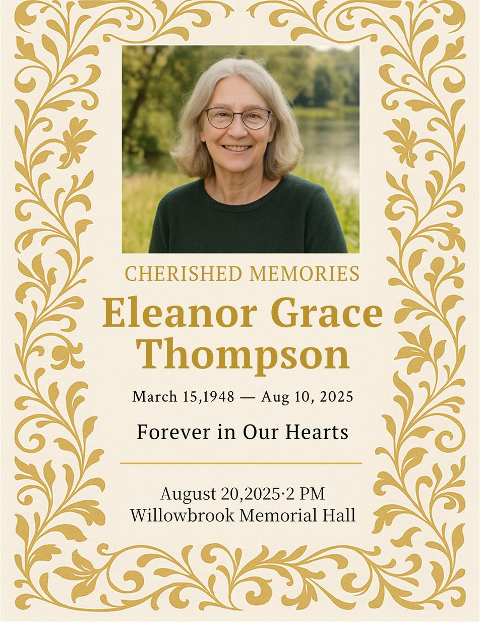 Golden Floral Memorial Program Template