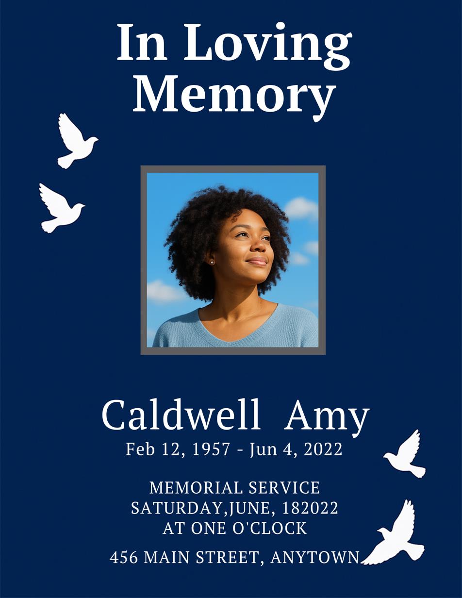 Deep Blue Dove Memorial Program Template