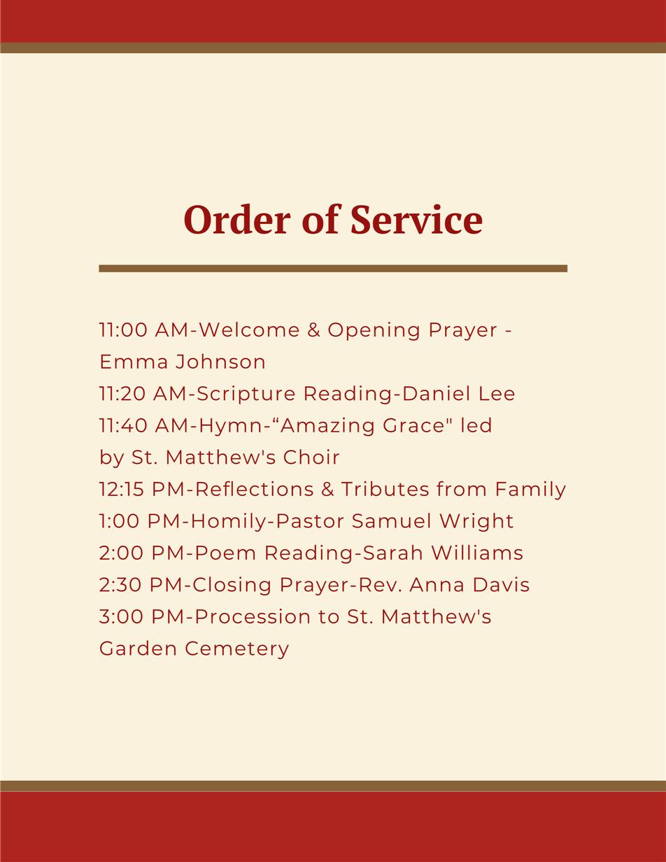 Minimalist Memorial Program Template