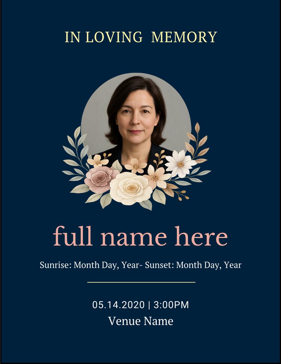 Elegant Floral Memorial Template